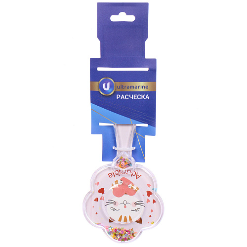 Расческа массажная детская ФРАТТИ БУМ, кошечка Мэри, форма цветочек, 17,58см (блистер Ультрамарин)_3