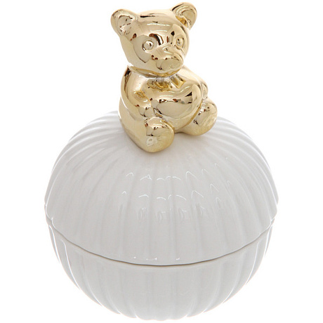 Шкатулка керамическая "GOLD Podarok", мишка, цвет белый, 11*9*3см (в инд. коробке)