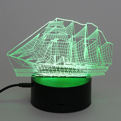 Светильник ночник 3D-Корабль на пластиковой подставке, с включателем USB_8