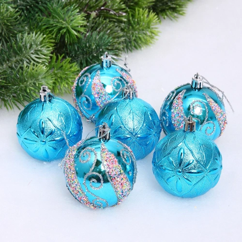 Набор шаров "Шарм" 6 см (в наборе 6 шт), Лазурный