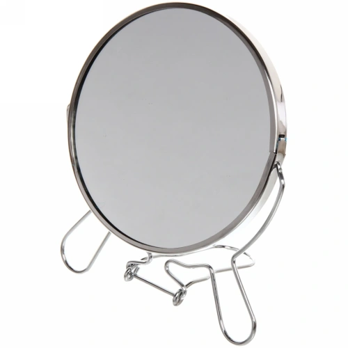 Зеркало настольное в металлической оправе "Модерн" круг, двухстороннее d11,5см