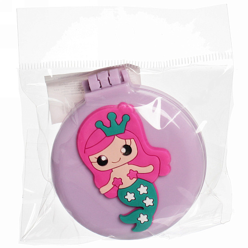 Расческа массажная складная Barbariska с зеркалом, русалочка, цвет фиолетовый, d-7см_9