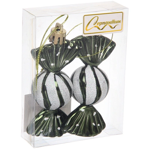 Ёлочные игрушки Таинственное очарование Конфетки 8 см (набор 2шт), изумруд_9