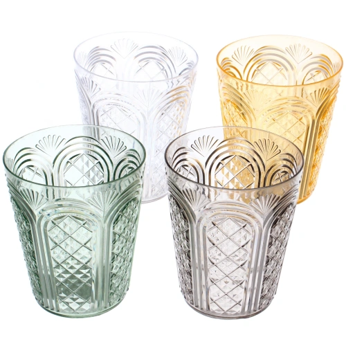 Стакан пластиковый 350мл "Веер" в наборе 4шт, микс цветов