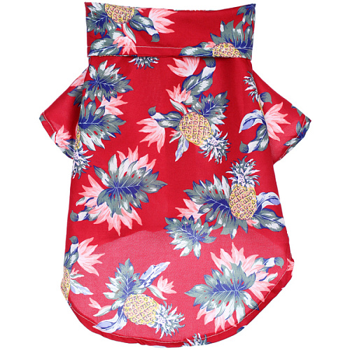 Рубашка для собак и кошек малых и средних пород СТИЛЬНЫЙ БРО, цвет красный, принт ананасы с цветами, размер M_5