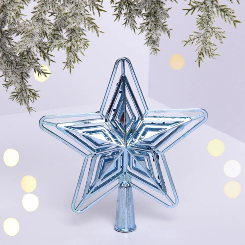 Звезда на ёлку "Ажурный вечер" 15 см, Голубой