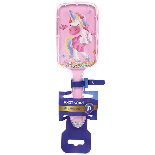 Расческа массажная детская ФРАТТИ БУМ, единорожек  Майки, форма прямоугольная, 206,5см (блистер Ультрамарин)_4