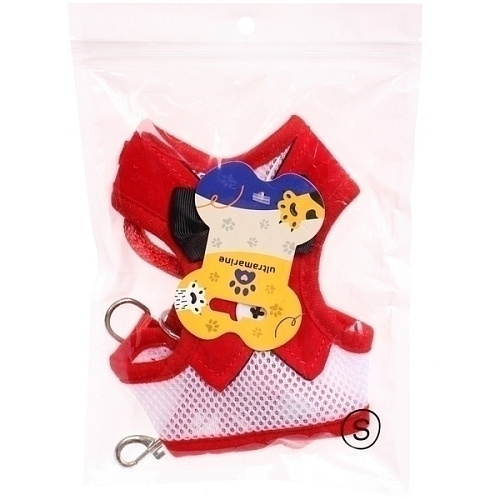 Шлейка с поводком для мелких пород собак и кошек LAPUSIK, цвет красный, размер L_10