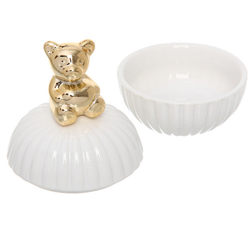 Шкатулка керамическая GOLD Podarok, мишка, цвет белый, 1193см (в инд коробке)_4