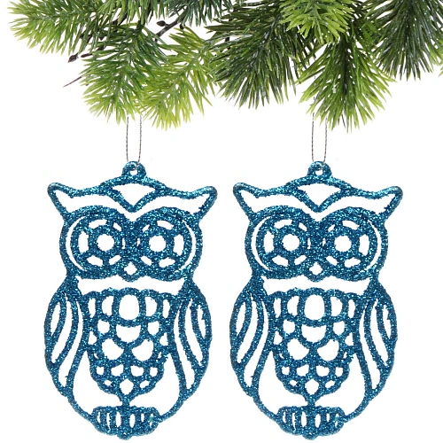 Подвеска Мудрая сова 10 см (набор 2 шт), голубой_4