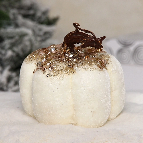 Фигурка новогодняя Блестящая тыква 9910 см, Белый_4