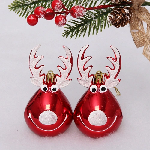 Ёлочная игрушка Счастливый лось 13 см (2 шт), красный_2
