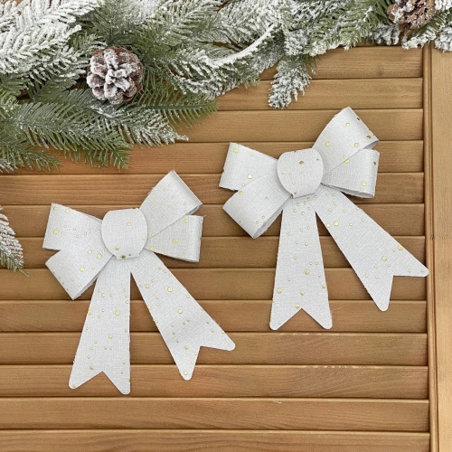 Бант на ёлку "Волшебство" (набор 2 шт) 13*17 см, Серебро