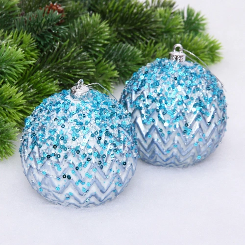 Новогодние шары VERSAILLES "Кассиопея" 10 см (набор 2 шт), Голубой
