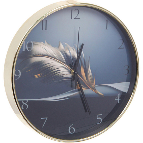 Часы настенные  HOME STYLE 30см Темное перо, золотистый корпус_3