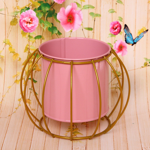 Кашпо металлическое Vesna-Виола 9,51410,5см на металлической подставке,цвет розовый_3