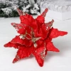 Украшение новогоднее "Пуансеттия - Звёздное небо" 28 см, Красный/шампань