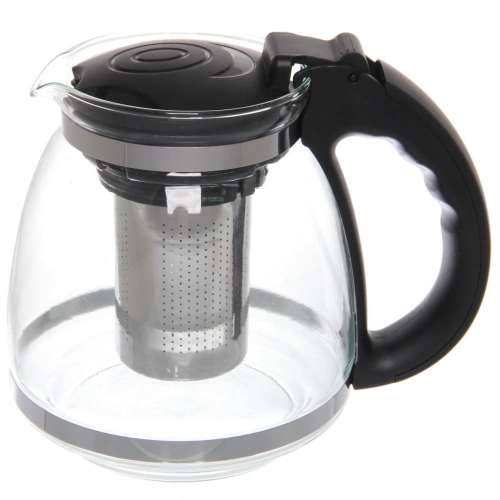 Чайник заварочный стеклянный 1500мл "Элегант", цвет черный