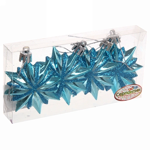Ёлочные игрушки Звезда остроконечная 6 см (набор 4 шт), голубой_3