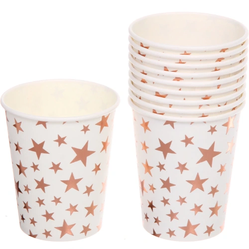 Стакан бумажный 0,2л в наборе 10 шт "Звездное синяие", розовое золото