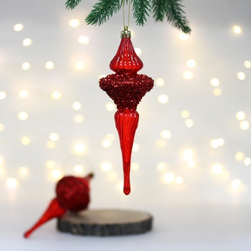 Елочные украшения "Сияние" 6*6*19.5 см (набор 2 шт), Красный