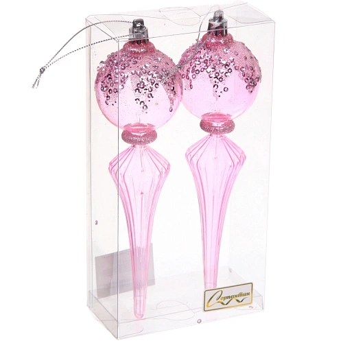 Елочные украшения Изящный блеск 535319 см (набор 2 шт), Розовый_2