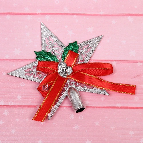 Верхушка на ёлку Сияющая звезда 10 см, серебро_3