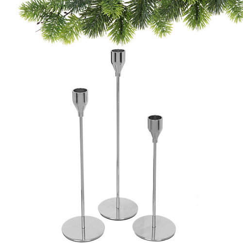 Подсвечники SUNSHINE 22 2732 см (набор 3 шт), Серебро_3