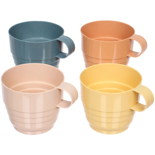 Кружка пластиковая 250мл в наборе 4шт "Пикник", цвета микс