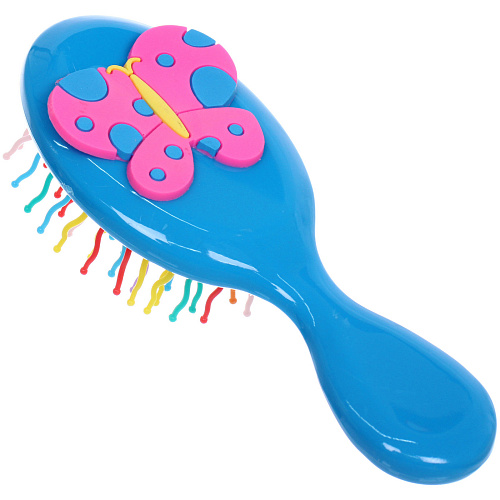 Расчёска массажная детская Little darling, Милая Аннет, цвет голубой, разноцветные зубчики, 13,86см (пакет с подвесом)_3