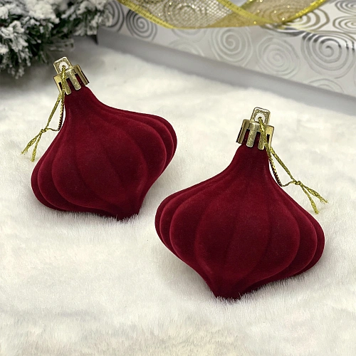 Набор ёлочных украшений VELOUR "Волшебная юла" 8 см (набор 2 шт), Рубин