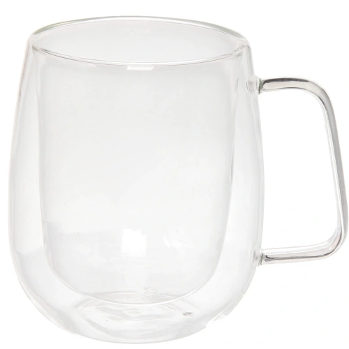 Кружка стеклянная с двойными стенками 350мл "Хай-Тек" большая ручка