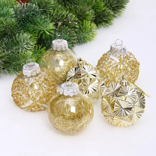 Набор шаров "Зимний Этюд" 7 см (в наборе 6 шт), Золото