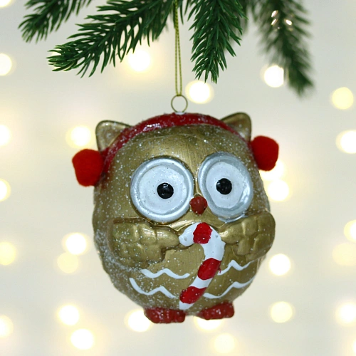 Елочная игрушка "Милая совушка" 7,5*6*8,5 см