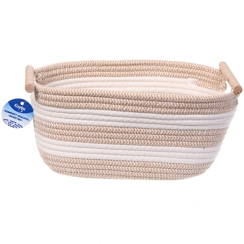 Корзинка вязаная интерьерная с ручками БИРГИТ, цвет бежбелый, 352214см, (лейбл селфи)_3