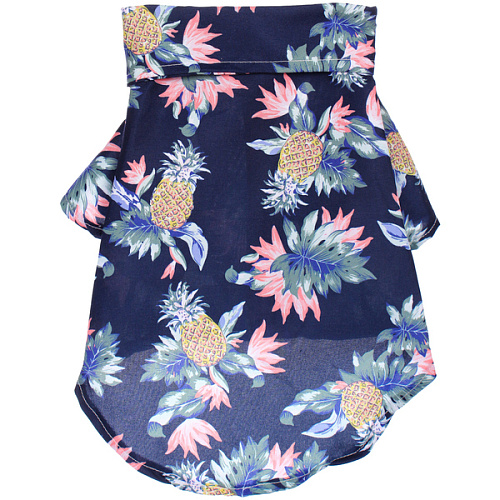 Рубашка для собак и кошек малых и средних пород СТИЛЬНЫЙ БРО, цвет синий, принт ананасы с цветами, размер S_7