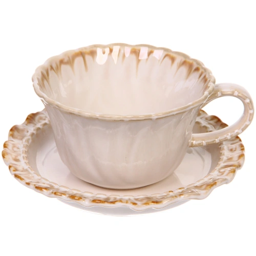 Чайная пара "Верона" (кружка 230мл, блюдце) бежевая