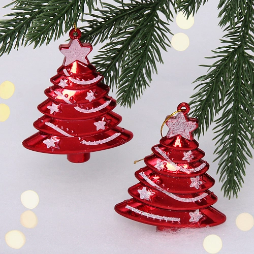 Елочные игрушки "Сказочная ёлочка" 8 см (набор 2 шт), Красный