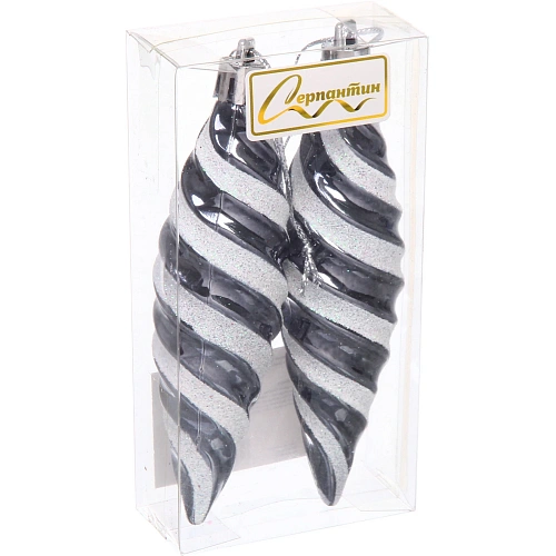 Ёлочные игрушки Таинственное очарование Сосульки 10 см (набор 2шт), графит_9