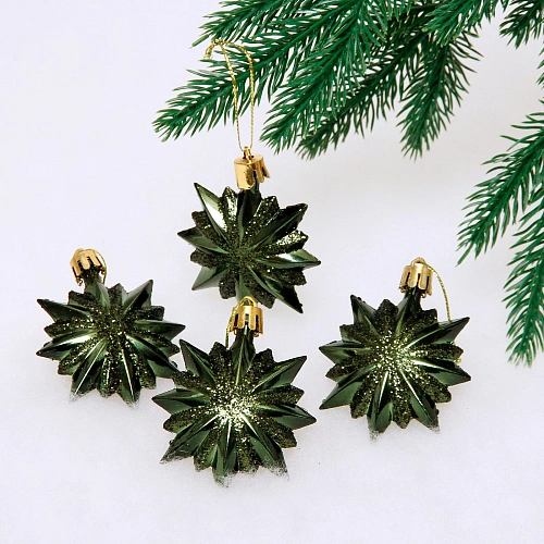 Ёлочные игрушки Таинственное очарование Звезда остроконечная 6 см (набор 4 шт), изумруд_7