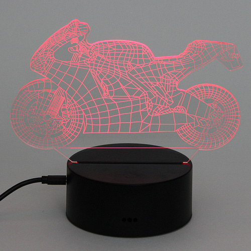 Светильник ночник 3D-Мотоцикл на пластиковой подставке, с включателем USB_5