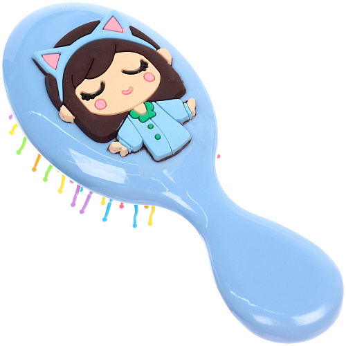 Расчёска массажная детская Little darling, Милая Аннет, цвет нежно - голубой, разноцветные зубчики, 13,86см (пакет с подвесом)_3