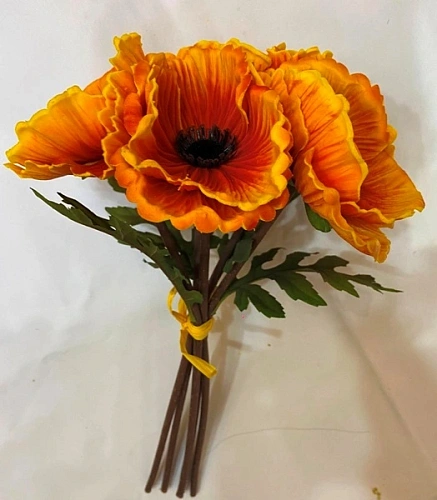 Цветы искусственные "Natur" 30см Маки 5шт оранжевые