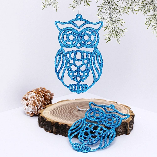 Подвеска Мудрая сова 10 см (набор 2 шт), голубой_7