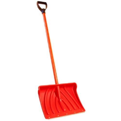 Лопата снеговая "Крепыш-2" 465*340 мм,пластик. цветная с стеклокомп.черенком и V-ручкой, d=32 