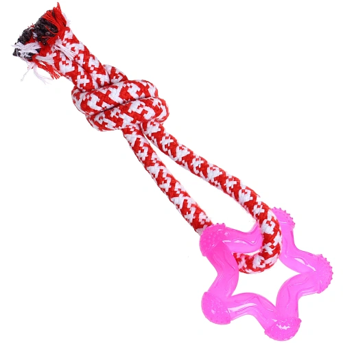 Игрушка - канат для собак мелких и средних пород НЕСКУЧАЙКА, цвет красный, 20см  45гр (лейбл)_3