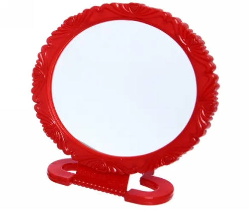 Зеркало настольное в пластиковой оправе "Ажурный кант" круг, подвесное, цвет микс, d-12см (Стикер на минивложение 10шт)