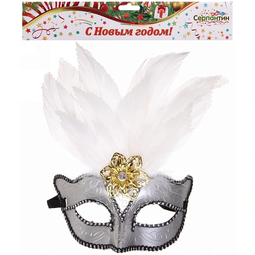 Маска карнавальная Зимний бал, серебро_6