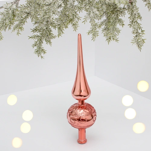 Верхушка на ёлку 23 см "Волшебный узор", Розовое золото