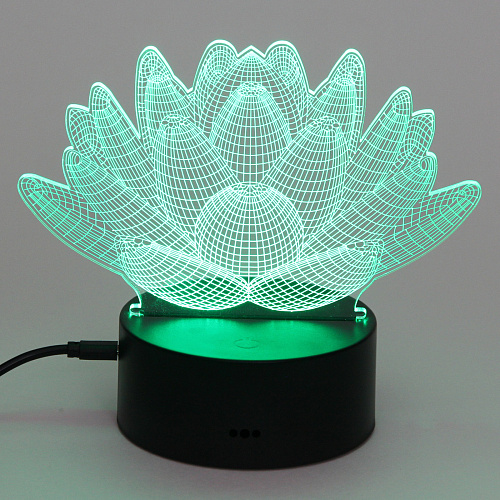 Светильник ночник 3D-Лотос на пластиковой подставке, с включателем USB_6